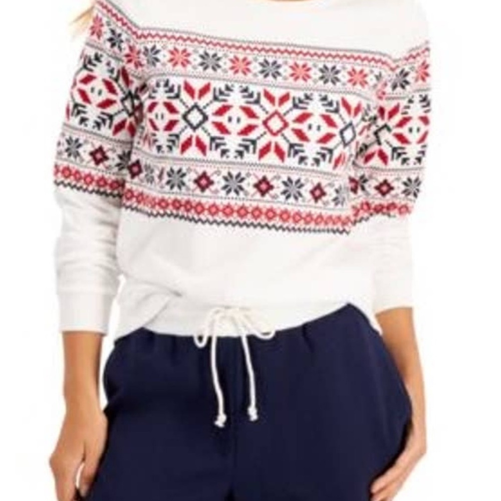 Charter Club White, Red, and Black Nordic Crewneck Sweatshirt (Olympics)